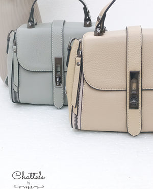 “Sierra Leather Handbag” (Grey)