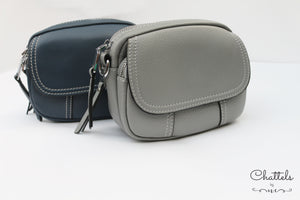 Open image in slideshow, “Keva Mini Leather Crossbody bag” (Grey)

